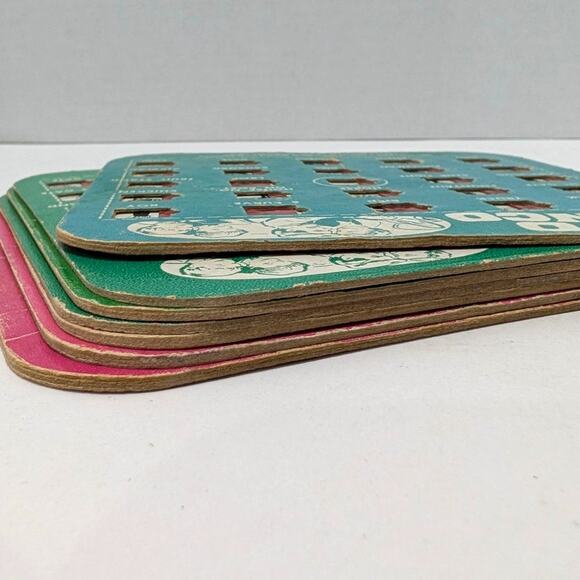 Lot of 7 Vtg Travel Cardboard Auto Bingo Cards by Regal Games  Pink Blue Green - Picture 15 of 16